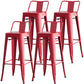 Industrial Backrest Bar Stool Metal and Leather Bar Stool with Iron Legs Metal Red 4 Piece Set Clearhalo 'Bar Furniture' 'Bar Stools' 'bar_stools' 'furn' 'furn_bar_stools' 'furniture_bar_stools' 'Kitchen & Dining Furniture' 'kitchen&dining_furn' 'kitchen' 'kitchen_furn' Furniture' 4598624