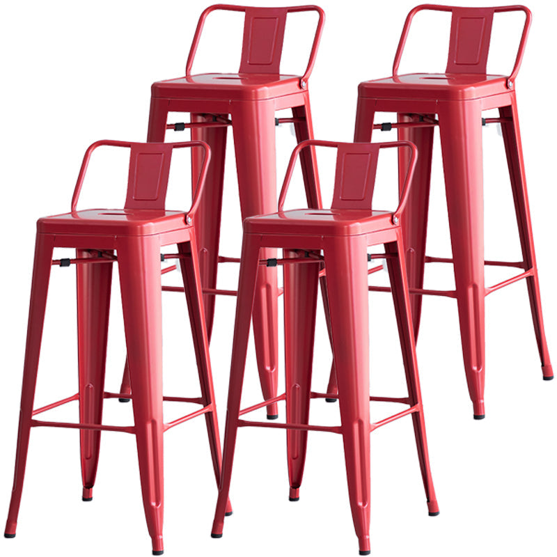 Industrial Backrest Bar Stool Metal and Leather Bar Stool with Iron Legs Metal Red 4 Piece Set Clearhalo 'Bar Furniture' 'Bar Stools' 'bar_stools' 'furn' 'furn_bar_stools' 'furniture_bar_stools' 'Kitchen & Dining Furniture' 'kitchen&dining_furn' 'kitchen' 'kitchen_furn' Furniture' 4598624