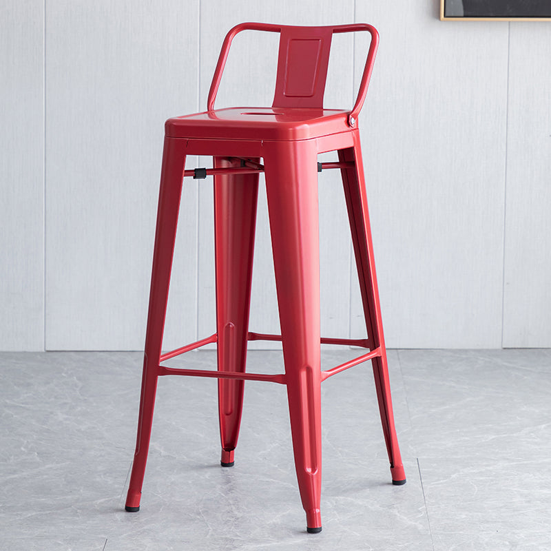 Industrial Backrest Bar Stool Metal and Leather Bar Stool with Iron Legs Metal Red 1 Piece Clearhalo 'Bar Furniture' 'Bar Stools' 'bar_stools' 'furn' 'furn_bar_stools' 'furniture_bar_stools' 'Kitchen & Dining Furniture' 'kitchen&dining_furn' 'kitchen' 'kitchen_furn' Furniture' 4598626