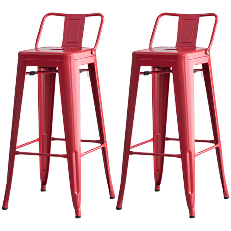 Industrial Backrest Bar Stool Metal and Leather Bar Stool with Iron Legs Metal Red 2 Piece Set Clearhalo 'Bar Furniture' 'Bar Stools' 'bar_stools' 'furn' 'furn_bar_stools' 'furniture_bar_stools' 'Kitchen & Dining Furniture' 'kitchen&dining_furn' 'kitchen' 'kitchen_furn' Furniture' 4598629