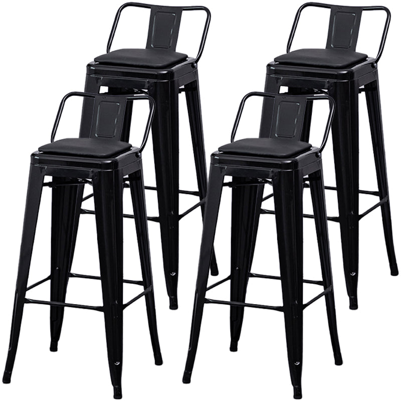 Industrial Backrest Bar Stool Metal and Leather Bar Stool with Iron Legs Leather Black 4 Piece Set Clearhalo 'Bar Furniture' 'Bar Stools' 'bar_stools' 'furn' 'furn_bar_stools' 'furniture_bar_stools' 'Kitchen & Dining Furniture' 'kitchen&dining_furn' 'kitchen' 'kitchen_furn' Furniture' 4598631