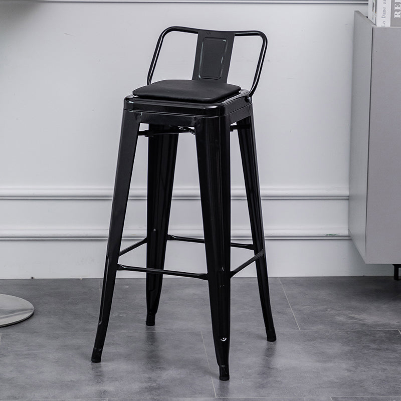 Industrial Backrest Bar Stool Metal and Leather Bar Stool with Iron Legs Leather Black 1 Piece Clearhalo 'Bar Furniture' 'Bar Stools' 'bar_stools' 'furn' 'furn_bar_stools' 'furniture_bar_stools' 'Kitchen & Dining Furniture' 'kitchen&dining_furn' 'kitchen' 'kitchen_furn' Furniture' 4598632