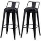 Industrial Backrest Bar Stool Metal and Leather Bar Stool with Iron Legs Leather Black 2 Piece Set Clearhalo 'Bar Furniture' 'Bar Stools' 'bar_stools' 'furn' 'furn_bar_stools' 'furniture_bar_stools' 'Kitchen & Dining Furniture' 'kitchen&dining_furn' 'kitchen' 'kitchen_furn' Furniture' 4598635