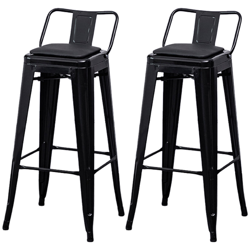 Industrial Backrest Bar Stool Metal and Leather Bar Stool with Iron Legs Leather Black 2 Piece Set Clearhalo 'Bar Furniture' 'Bar Stools' 'bar_stools' 'furn' 'furn_bar_stools' 'furniture_bar_stools' 'Kitchen & Dining Furniture' 'kitchen&dining_furn' 'kitchen' 'kitchen_furn' Furniture' 4598635