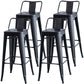 Industrial Backrest Bar Stool Metal and Leather Bar Stool with Iron Legs Metal Black 4 Piece Set Clearhalo 'Bar Furniture' 'Bar Stools' 'bar_stools' 'furn' 'furn_bar_stools' 'furniture_bar_stools' 'Kitchen & Dining Furniture' 'kitchen&dining_furn' 'kitchen' 'kitchen_furn' Furniture' 4598636