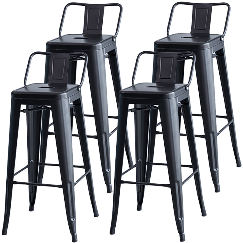 Industrial Backrest Bar Stool Metal and Leather Bar Stool with Iron Legs Metal Black 4 Piece Set Clearhalo 'Bar Furniture' 'Bar Stools' 'bar_stools' 'furn' 'furn_bar_stools' 'furniture_bar_stools' 'Kitchen & Dining Furniture' 'kitchen&dining_furn' 'kitchen' 'kitchen_furn' Furniture' 4598636