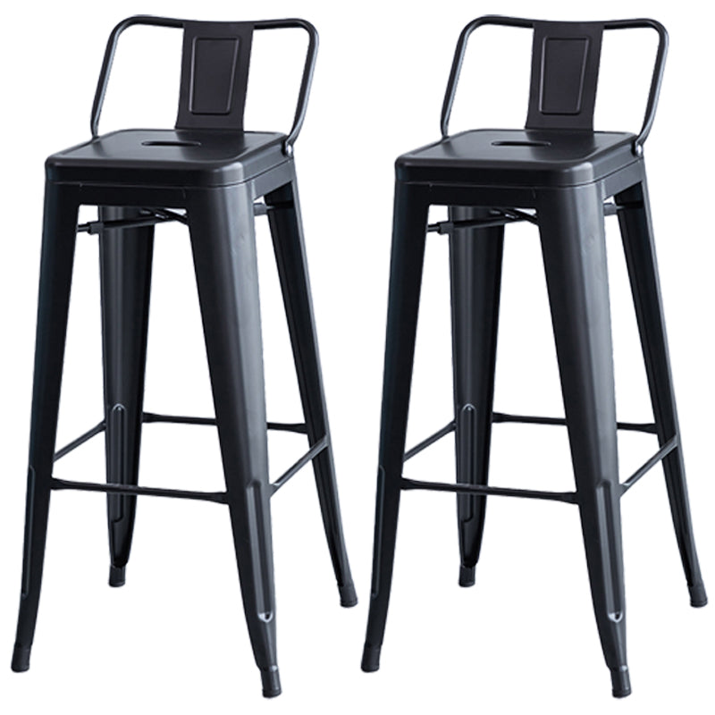 Industrial Backrest Bar Stool Metal and Leather Bar Stool with Iron Legs Metal Black 2 Piece Set Clearhalo 'Bar Furniture' 'Bar Stools' 'bar_stools' 'furn' 'furn_bar_stools' 'furniture_bar_stools' 'Kitchen & Dining Furniture' 'kitchen&dining_furn' 'kitchen' 'kitchen_furn' Furniture' 4598639