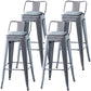Industrial Backrest Bar Stool Metal and Leather Bar Stool with Iron Legs Leather Silver 4 Piece Set Clearhalo 'Bar Furniture' 'Bar Stools' 'bar_stools' 'furn' 'furn_bar_stools' 'furniture_bar_stools' 'Kitchen & Dining Furniture' 'kitchen&dining_furn' 'kitchen' 'kitchen_furn' Furniture' 4598640