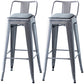 Industrial Backrest Bar Stool Metal and Leather Bar Stool with Iron Legs Leather Silver 2 Piece Set Clearhalo 'Bar Furniture' 'Bar Stools' 'bar_stools' 'furn' 'furn_bar_stools' 'furniture_bar_stools' 'Kitchen & Dining Furniture' 'kitchen&dining_furn' 'kitchen' 'kitchen_furn' Furniture' 4598642