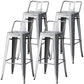 Industrial Backrest Bar Stool Metal and Leather Bar Stool with Iron Legs Metal Silver 4 Piece Set Clearhalo 'Bar Furniture' 'Bar Stools' 'bar_stools' 'furn' 'furn_bar_stools' 'furniture_bar_stools' 'Kitchen & Dining Furniture' 'kitchen&dining_furn' 'kitchen' 'kitchen_furn' Furniture' 4598643