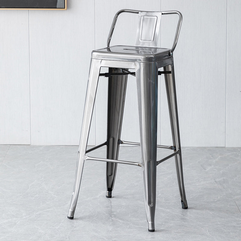 Industrial Backrest Bar Stool Metal and Leather Bar Stool with Iron Legs Metal Silver 1 Piece Clearhalo 'Bar Furniture' 'Bar Stools' 'bar_stools' 'furn' 'furn_bar_stools' 'furniture_bar_stools' 'Kitchen & Dining Furniture' 'kitchen&dining_furn' 'kitchen' 'kitchen_furn' Furniture' 4598644
