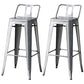 Industrial Backrest Bar Stool Metal and Leather Bar Stool with Iron Legs Metal Silver 2 Piece Set Clearhalo 'Bar Furniture' 'Bar Stools' 'bar_stools' 'furn' 'furn_bar_stools' 'furniture_bar_stools' 'Kitchen & Dining Furniture' 'kitchen&dining_furn' 'kitchen' 'kitchen_furn' Furniture' 4598645