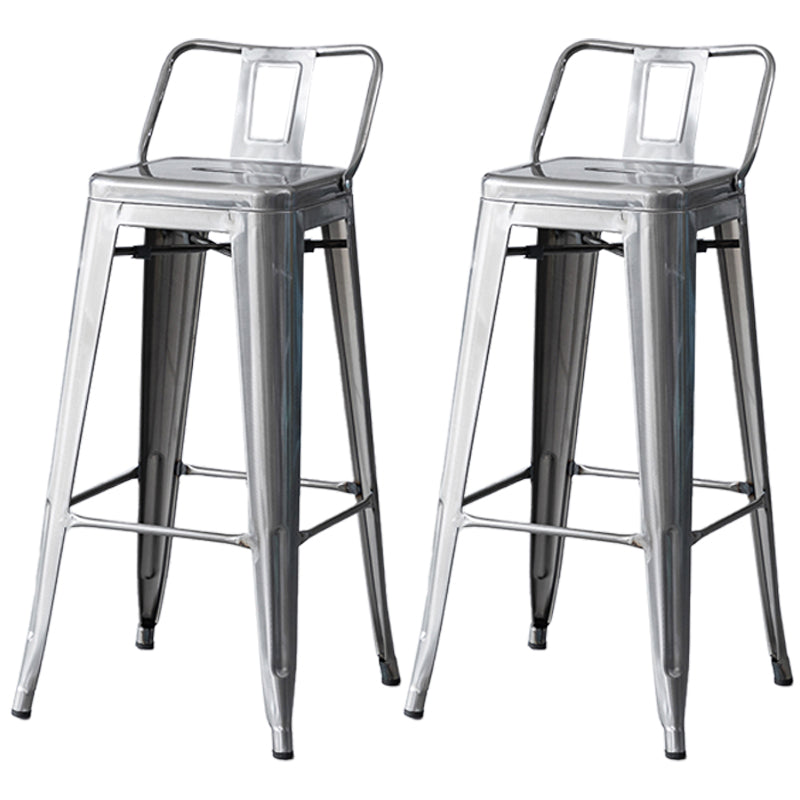 Industrial Backrest Bar Stool Metal and Leather Bar Stool with Iron Legs Metal Silver 2 Piece Set Clearhalo 'Bar Furniture' 'Bar Stools' 'bar_stools' 'furn' 'furn_bar_stools' 'furniture_bar_stools' 'Kitchen & Dining Furniture' 'kitchen&dining_furn' 'kitchen' 'kitchen_furn' Furniture' 4598645