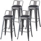 Industrial Backrest Bar Stool Metal and Leather Bar Stool with Iron Legs Leather Iron 4 Piece Set Clearhalo 'Bar Furniture' 'Bar Stools' 'bar_stools' 'furn' 'furn_bar_stools' 'furniture_bar_stools' 'Kitchen & Dining Furniture' 'kitchen&dining_furn' 'kitchen' 'kitchen_furn' Furniture' 4598646