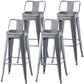 Industrial Backrest Bar Stool Metal and Leather Bar Stool with Iron Legs Metal Iron 4 Piece Set Clearhalo 'Bar Furniture' 'Bar Stools' 'bar_stools' 'furn' 'furn_bar_stools' 'furniture_bar_stools' 'Kitchen & Dining Furniture' 'kitchen&dining_furn' 'kitchen' 'kitchen_furn' Furniture' 4598649