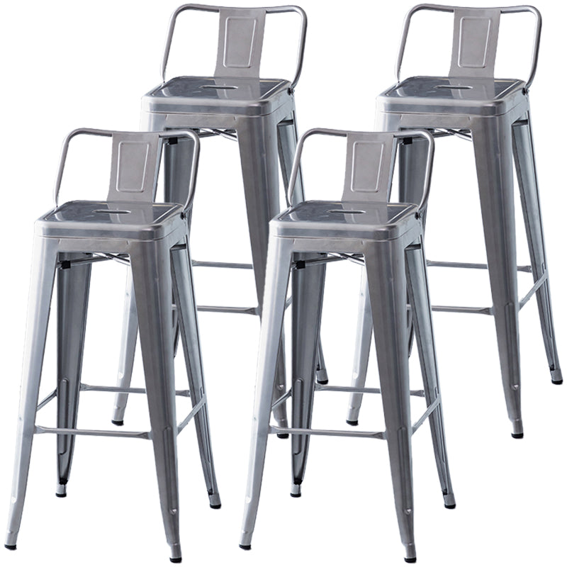 Industrial Backrest Bar Stool Metal and Leather Bar Stool with Iron Legs Metal Iron 4 Piece Set Clearhalo 'Bar Furniture' 'Bar Stools' 'bar_stools' 'furn' 'furn_bar_stools' 'furniture_bar_stools' 'Kitchen & Dining Furniture' 'kitchen&dining_furn' 'kitchen' 'kitchen_furn' Furniture' 4598649