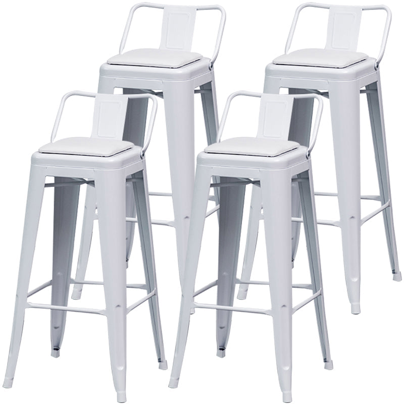 Industrial Backrest Bar Stool Metal and Leather Bar Stool with Iron Legs Leather White 4 Piece Set Clearhalo 'Bar Furniture' 'Bar Stools' 'bar_stools' 'furn' 'furn_bar_stools' 'furniture_bar_stools' 'Kitchen & Dining Furniture' 'kitchen&dining_furn' 'kitchen' 'kitchen_furn' Furniture' 4598652