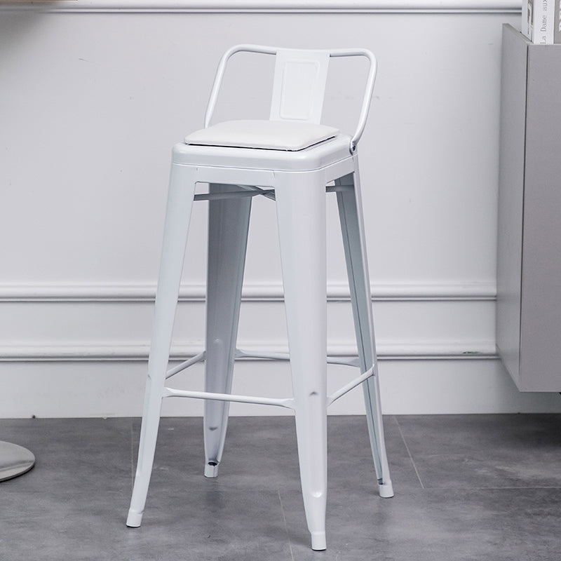 Industrial Backrest Bar Stool Metal and Leather Bar Stool with Iron Legs Leather White 1 Piece Clearhalo 'Bar Furniture' 'Bar Stools' 'bar_stools' 'furn' 'furn_bar_stools' 'furniture_bar_stools' 'Kitchen & Dining Furniture' 'kitchen&dining_furn' 'kitchen' 'kitchen_furn' Furniture' 4598653