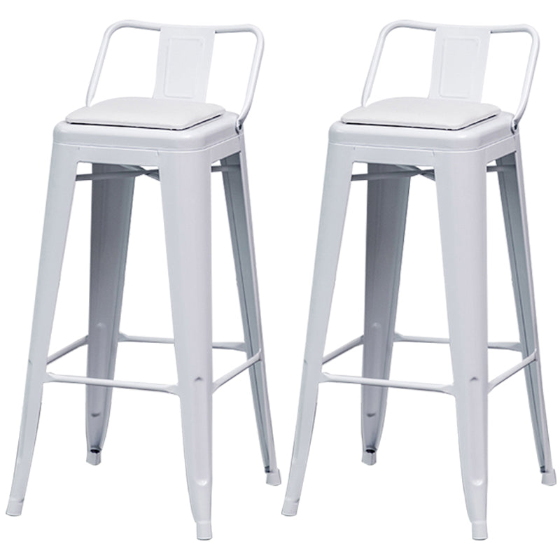 Industrial Backrest Bar Stool Metal and Leather Bar Stool with Iron Legs Leather White 2 Piece Set Clearhalo 'Bar Furniture' 'Bar Stools' 'bar_stools' 'furn' 'furn_bar_stools' 'furniture_bar_stools' 'Kitchen & Dining Furniture' 'kitchen&dining_furn' 'kitchen' 'kitchen_furn' Furniture' 4598654
