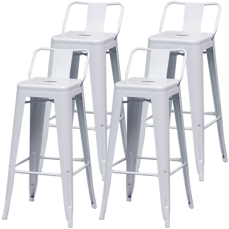 Industrial Backrest Bar Stool Metal and Leather Bar Stool with Iron Legs Metal White 4 Piece Set Clearhalo 'Bar Furniture' 'Bar Stools' 'bar_stools' 'furn' 'furn_bar_stools' 'furniture_bar_stools' 'Kitchen & Dining Furniture' 'kitchen&dining_furn' 'kitchen' 'kitchen_furn' Furniture' 4598655