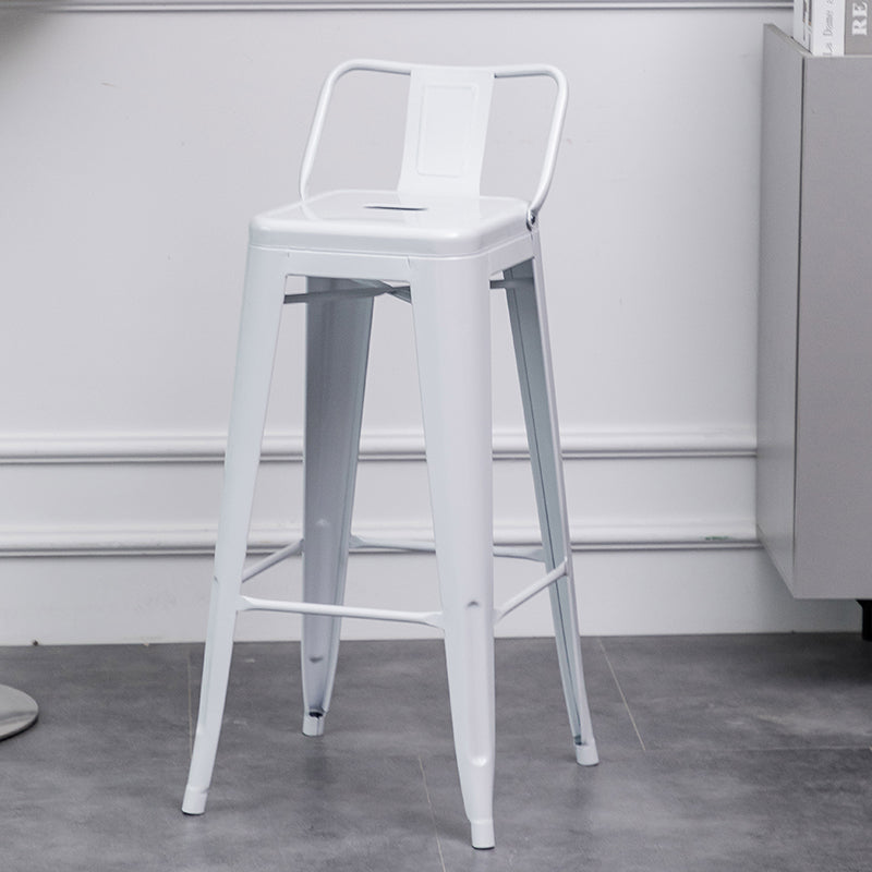 Industrial Backrest Bar Stool Metal and Leather Bar Stool with Iron Legs Metal White 1 Piece Clearhalo 'Bar Furniture' 'Bar Stools' 'bar_stools' 'furn' 'furn_bar_stools' 'furniture_bar_stools' 'Kitchen & Dining Furniture' 'kitchen&dining_furn' 'kitchen' 'kitchen_furn' Furniture' 4598656