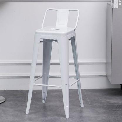 Industrial Backrest Bar Stool Metal and Leather Bar Stool with Iron Legs Metal White 1 Piece Clearhalo 'Bar Furniture' 'Bar Stools' 'bar_stools' 'furn' 'furn_bar_stools' 'furniture_bar_stools' 'Kitchen & Dining Furniture' 'kitchen&dining_furn' 'kitchen' 'kitchen_furn' Furniture' 4598656