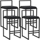 Scandinavian Style Bar-stool with Sled Legs Square Seat Counter Stool for Kitchen Bar Black 4 Piece Set Clearhalo 'Bar Furniture' 'Bar Stools' 'bar_stools' 'furn' 'furn_bar_stools' 'furniture_bar_stools' 'Kitchen & Dining Furniture' 'kitchen&dining_furn' 'kitchen' 'kitchen_furn' Furniture' 4598678