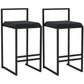 Scandinavian Style Bar-stool with Sled Legs Square Seat Counter Stool for Kitchen Bar Black 2 Piece Set Clearhalo 'Bar Furniture' 'Bar Stools' 'bar_stools' 'furn' 'furn_bar_stools' 'furniture_bar_stools' 'Kitchen & Dining Furniture' 'kitchen&dining_furn' 'kitchen' 'kitchen_furn' Furniture' 4598682