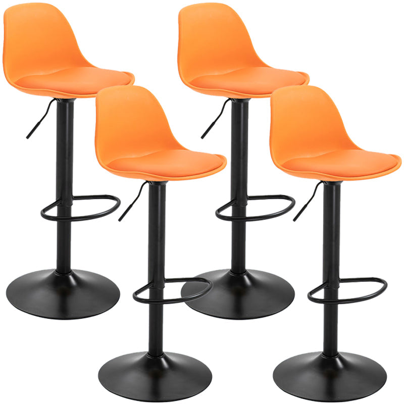 Scandinavian Style Bar-stool with Leather Seat Counter Stool for Kitchen Bar Orange Black 4 Piece Set Clearhalo 'Bar Furniture' 'Bar Stools' 'bar_stools' 'furn' 'furn_bar_stools' 'furniture_bar_stools' 'Kitchen & Dining Furniture' 'kitchen&dining_furn' 'kitchen' 'kitchen_furn' Furniture' 4598731