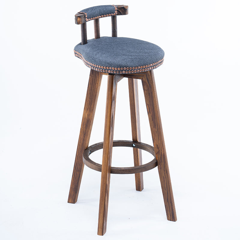 Scandinavian Upholstered Wood Counter Stools Low Back Bar Stools Gray-Blue 1 Piece Clearhalo 'Bar Furniture' 'Bar Stools' 'bar_stools' 'furn' 'furn_bar_stools' 'furniture_bar_stools' 'Kitchen & Dining Furniture' 'kitchen&dining_furn' 'kitchen' 'kitchen_furn' Furniture' 4598747
