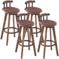 Scandinavian Upholstered Wood Counter Stools Low Back Bar Stools Brown 4 Piece Set Clearhalo 'Bar Furniture' 'Bar Stools' 'bar_stools' 'furn' 'furn_bar_stools' 'furniture_bar_stools' 'Kitchen & Dining Furniture' 'kitchen&dining_furn' 'kitchen' 'kitchen_furn' Furniture' 4598757