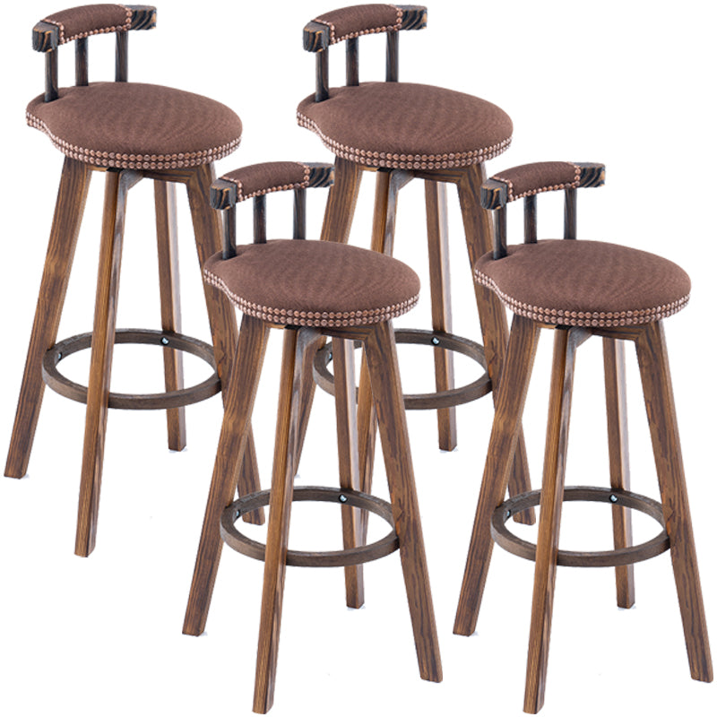 Scandinavian Upholstered Wood Counter Stools Low Back Bar Stools Brown 4 Piece Set Clearhalo 'Bar Furniture' 'Bar Stools' 'bar_stools' 'furn' 'furn_bar_stools' 'furniture_bar_stools' 'Kitchen & Dining Furniture' 'kitchen&dining_furn' 'kitchen' 'kitchen_furn' Furniture' 4598757