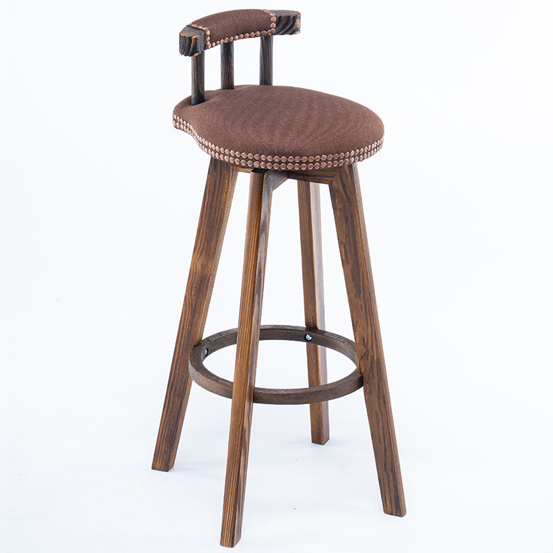 Scandinavian Upholstered Wood Counter Stools Low Back Bar Stools Brown 1 Piece Clearhalo 'Bar Furniture' 'Bar Stools' 'bar_stools' 'furn' 'furn_bar_stools' 'furniture_bar_stools' 'Kitchen & Dining Furniture' 'kitchen&dining_furn' 'kitchen' 'kitchen_furn' Furniture' 4598758