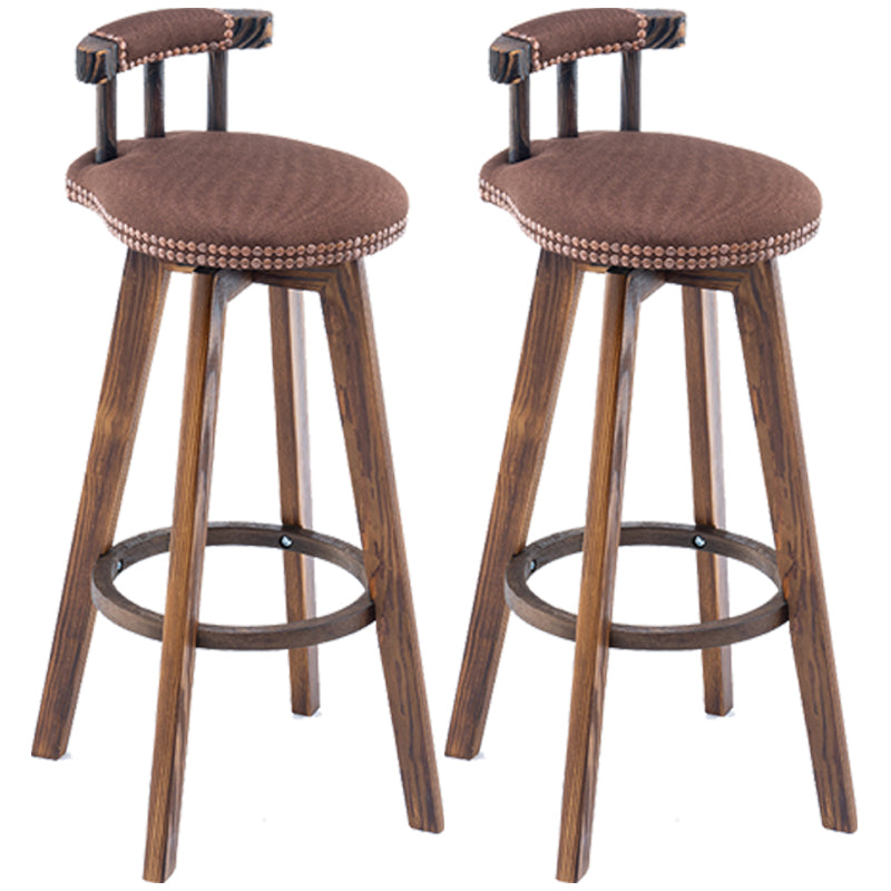 Scandinavian Upholstered Wood Counter Stools Low Back Bar Stools Brown 2 Piece Set Clearhalo 'Bar Furniture' 'Bar Stools' 'bar_stools' 'furn' 'furn_bar_stools' 'furniture_bar_stools' 'Kitchen & Dining Furniture' 'kitchen&dining_furn' 'kitchen' 'kitchen_furn' Furniture' 4598760