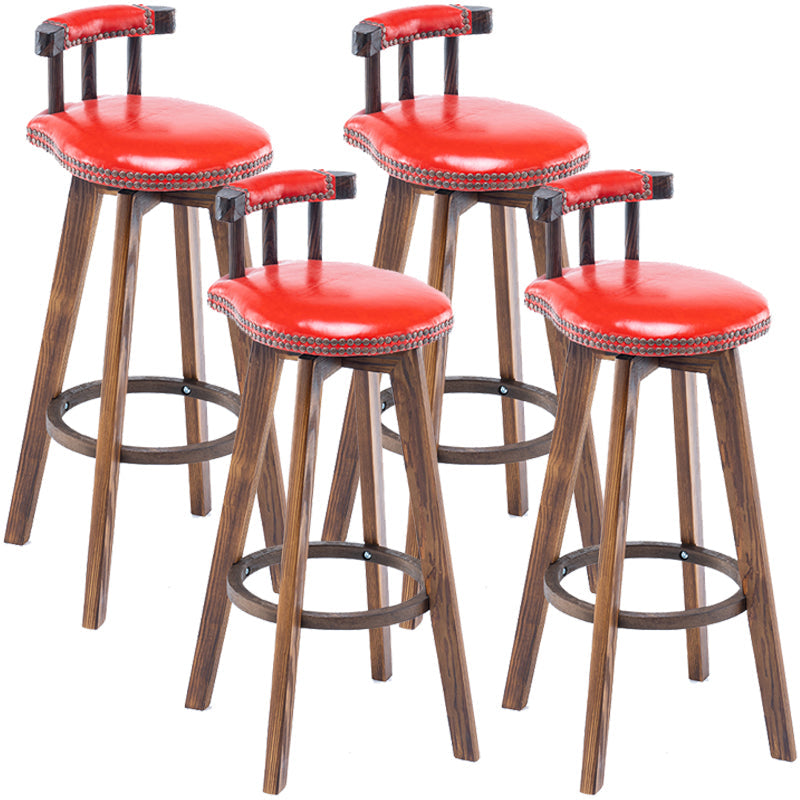 Scandinavian Upholstered Wood Counter Stools Low Back Bar Stools Red 4 Piece Set Clearhalo 'Bar Furniture' 'Bar Stools' 'bar_stools' 'furn' 'furn_bar_stools' 'furniture_bar_stools' 'Kitchen & Dining Furniture' 'kitchen&dining_furn' 'kitchen' 'kitchen_furn' Furniture' 4598762
