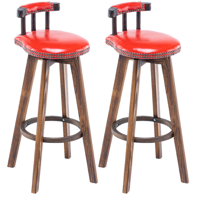 Scandinavian Upholstered Wood Counter Stools Low Back Bar Stools Red 2 Piece Set Clearhalo 'Bar Furniture' 'Bar Stools' 'bar_stools' 'furn' 'furn_bar_stools' 'furniture_bar_stools' 'Kitchen & Dining Furniture' 'kitchen&dining_furn' 'kitchen' 'kitchen_furn' Furniture' 4598766