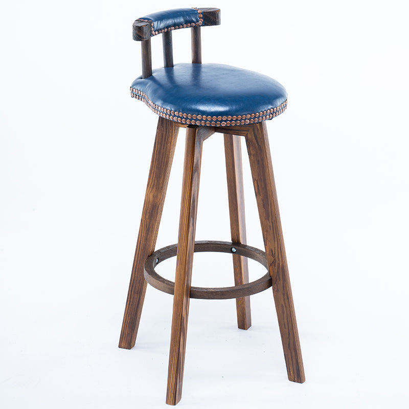 Scandinavian Upholstered Wood Counter Stools Low Back Bar Stools Dark Blue 1 Piece Clearhalo 'Bar Furniture' 'Bar Stools' 'bar_stools' 'furn' 'furn_bar_stools' 'furniture_bar_stools' 'Kitchen & Dining Furniture' 'kitchen&dining_furn' 'kitchen' 'kitchen_furn' Furniture' 4598777