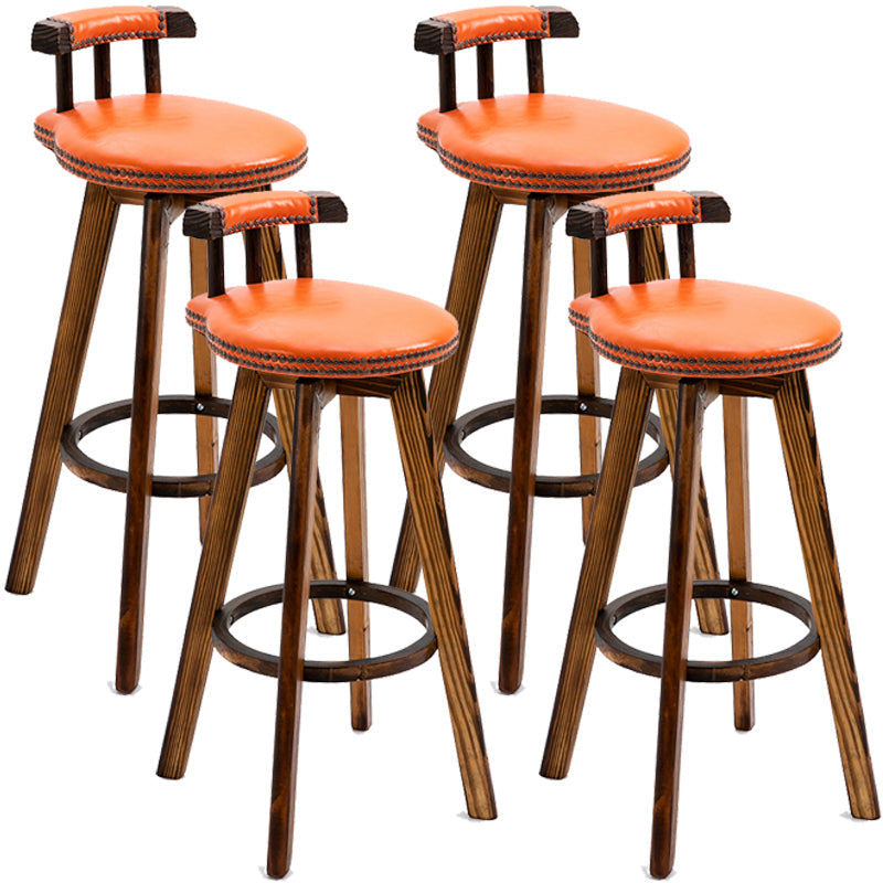Scandinavian Upholstered Wood Counter Stools Low Back Bar Stools Orange 4 Piece Set Clearhalo 'Bar Furniture' 'Bar Stools' 'bar_stools' 'furn' 'furn_bar_stools' 'furniture_bar_stools' 'Kitchen & Dining Furniture' 'kitchen&dining_furn' 'kitchen' 'kitchen_furn' Furniture' 4598782