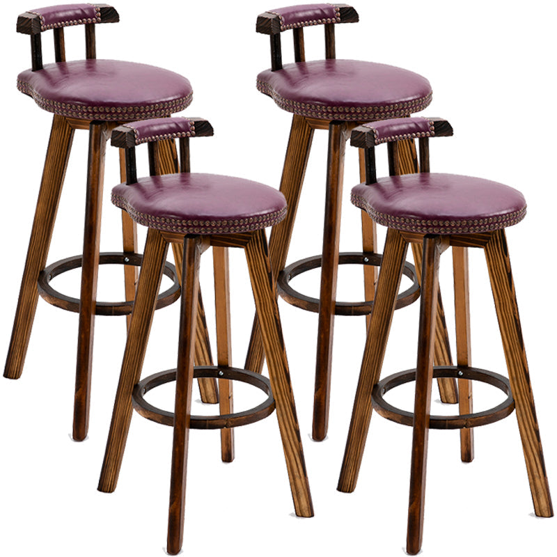 Scandinavian Upholstered Wood Counter Stools Low Back Bar Stools Purple 4 Piece Set Clearhalo 'Bar Furniture' 'Bar Stools' 'bar_stools' 'furn' 'furn_bar_stools' 'furniture_bar_stools' 'Kitchen & Dining Furniture' 'kitchen&dining_furn' 'kitchen' 'kitchen_furn' Furniture' 4598794