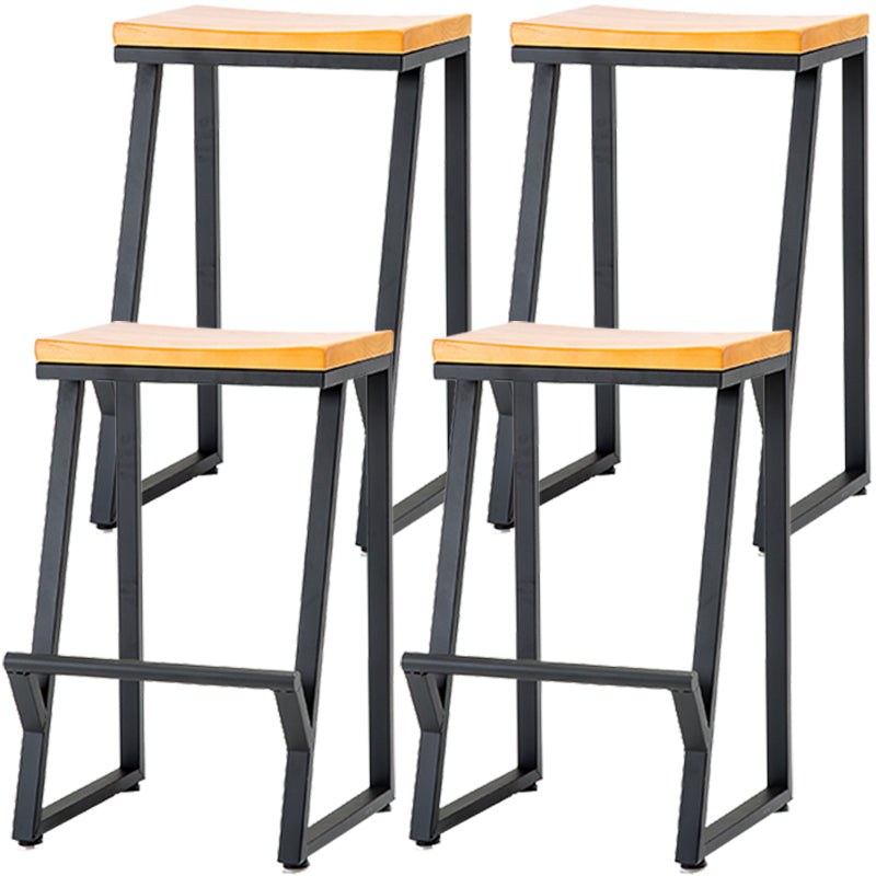 Industrial Style Bar Stool Iron and Solid Wood Square Seat Counter Height Stools 4 Piece Set Counter Stool(26"H) Clearhalo 'Bar Furniture' 'Bar Stools' 'bar_stools' 'furn' 'furn_bar_stools' 'furniture_bar_stools' 'Kitchen & Dining Furniture' 'kitchen&dining_furn' 'kitchen' 'kitchen_furn' Furniture' 4598799