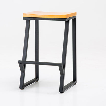 Industrial Style Bar Stool Iron and Solid Wood Square Seat Counter Height Stools 1 Piece Counter Stool(26"H) Clearhalo 'Bar Furniture' 'Bar Stools' 'bar_stools' 'furn' 'furn_bar_stools' 'furniture_bar_stools' 'Kitchen & Dining Furniture' 'kitchen&dining_furn' 'kitchen' 'kitchen_furn' Furniture' 4598801