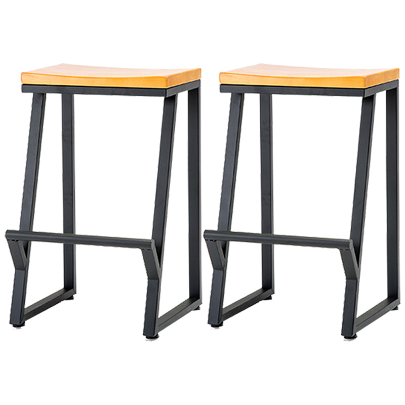 Industrial Style Bar Stool Iron and Solid Wood Square Seat Counter Height Stools 2 Piece Set Counter Stool(26"H) Clearhalo 'Bar Furniture' 'Bar Stools' 'bar_stools' 'furn' 'furn_bar_stools' 'furniture_bar_stools' 'Kitchen & Dining Furniture' 'kitchen&dining_furn' 'kitchen' 'kitchen_furn' Furniture' 4598802