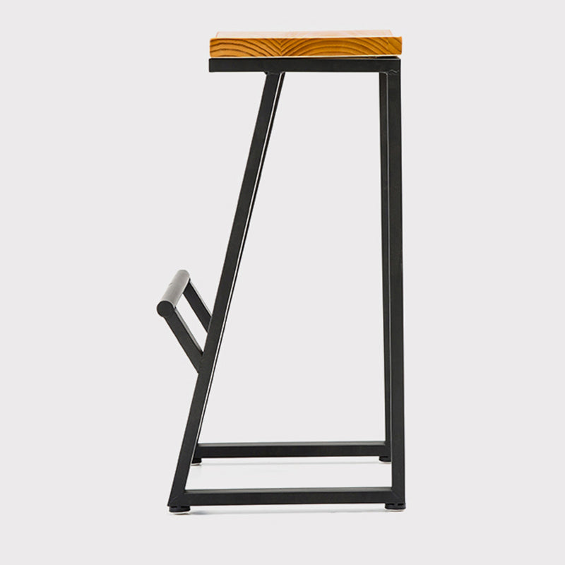 Industrial Style Bar Stool Iron and Solid Wood Square Seat Counter Height Stools Clearhalo 'Bar Furniture' 'Bar Stools' 'bar_stools' 'furn' 'furn_bar_stools' 'furniture_bar_stools' 'Kitchen & Dining Furniture' 'kitchen&dining_furn' 'kitchen' 'kitchen_furn' Furniture' 4598804