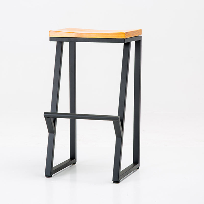Industrial Style Bar Stool Iron and Solid Wood Square Seat Counter Height Stools 1 Piece Bar Stool (28" H) Clearhalo 'Bar Furniture' 'Bar Stools' 'bar_stools' 'furn' 'furn_bar_stools' 'furniture_bar_stools' 'Kitchen & Dining Furniture' 'kitchen&dining_furn' 'kitchen' 'kitchen_furn' Furniture' 4598806