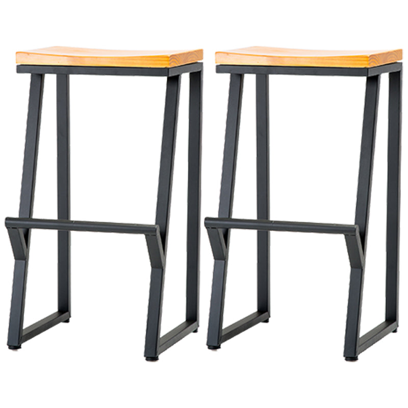 Industrial Style Bar Stool Iron and Solid Wood Square Seat Counter Height Stools 2 Piece Set Bar Stool (28" H) Clearhalo 'Bar Furniture' 'Bar Stools' 'bar_stools' 'furn' 'furn_bar_stools' 'furniture_bar_stools' 'Kitchen & Dining Furniture' 'kitchen&dining_furn' 'kitchen' 'kitchen_furn' Furniture' 4598809