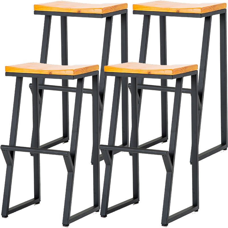 Industrial Style Bar Stool Iron and Solid Wood Square Seat Counter Height Stools 4 Piece Set Bar Stool(30"H) Clearhalo 'Bar Furniture' 'Bar Stools' 'bar_stools' 'furn' 'furn_bar_stools' 'furniture_bar_stools' 'Kitchen & Dining Furniture' 'kitchen&dining_furn' 'kitchen' 'kitchen_furn' Furniture' 4598811