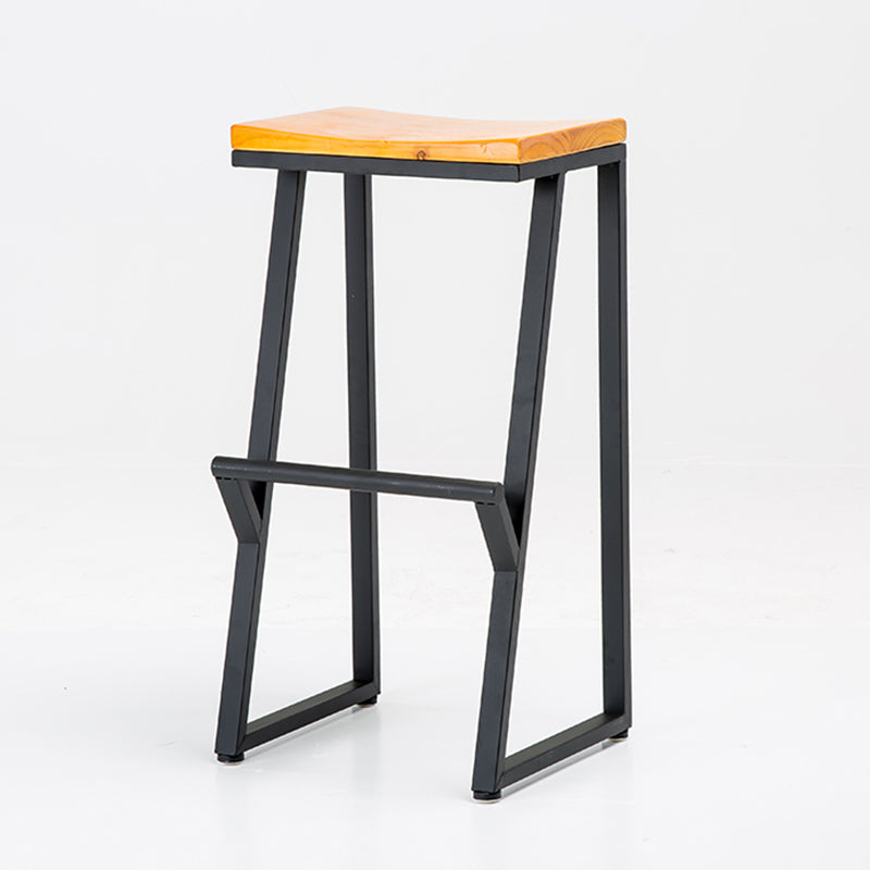 Industrial Style Bar Stool Iron and Solid Wood Square Seat Counter Height Stools 1 Piece Bar Stool(30"H) Clearhalo 'Bar Furniture' 'Bar Stools' 'bar_stools' 'furn' 'furn_bar_stools' 'furniture_bar_stools' 'Kitchen & Dining Furniture' 'kitchen&dining_furn' 'kitchen' 'kitchen_furn' Furniture' 4598812
