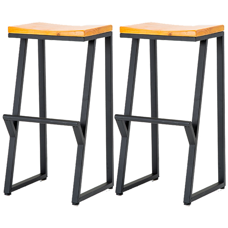 Industrial Style Bar Stool Iron and Solid Wood Square Seat Counter Height Stools 2 Piece Set Bar Stool(30"H) Clearhalo 'Bar Furniture' 'Bar Stools' 'bar_stools' 'furn' 'furn_bar_stools' 'furniture_bar_stools' 'Kitchen & Dining Furniture' 'kitchen&dining_furn' 'kitchen' 'kitchen_furn' Furniture' 4598813