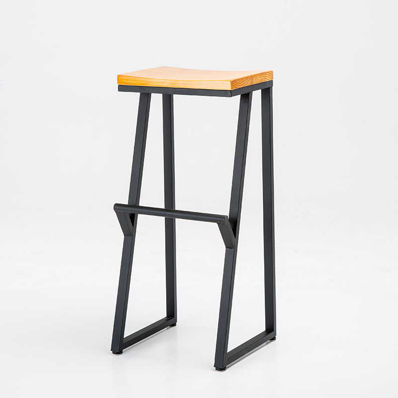 Industrial Style Bar Stool Iron and Solid Wood Square Seat Counter Height Stools 1 Piece Bar Stool(33"H) Clearhalo 'Bar Furniture' 'Bar Stools' 'bar_stools' 'furn' 'furn_bar_stools' 'furniture_bar_stools' 'Kitchen & Dining Furniture' 'kitchen&dining_furn' 'kitchen' 'kitchen_furn' Furniture' 4598815