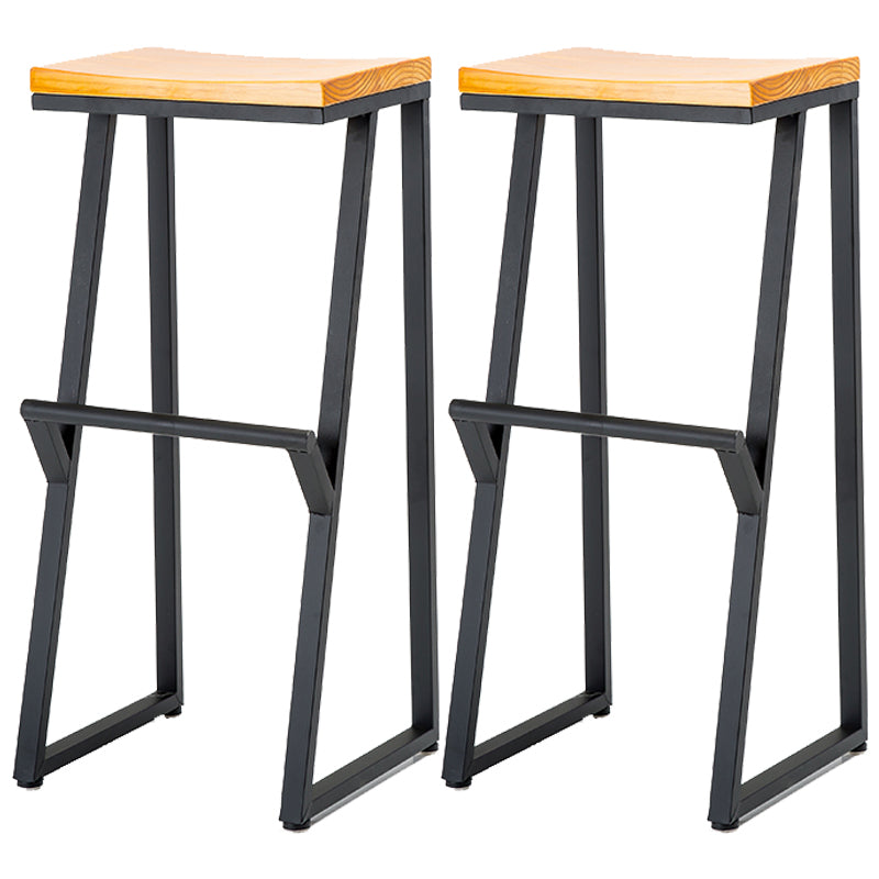 Industrial Style Bar Stool Iron and Solid Wood Square Seat Counter Height Stools 2 Piece Set Bar Stool(33"H) Clearhalo 'Bar Furniture' 'Bar Stools' 'bar_stools' 'furn' 'furn_bar_stools' 'furniture_bar_stools' 'Kitchen & Dining Furniture' 'kitchen&dining_furn' 'kitchen' 'kitchen_furn' Furniture' 4598816